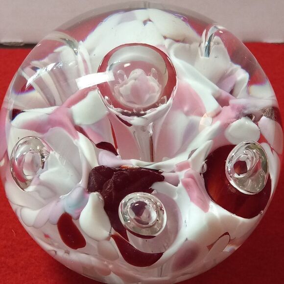 Trumpet Flower Paperweight Controlled Bubble Art Glass Cottagecore Grandmacore - Picture 1 of 8